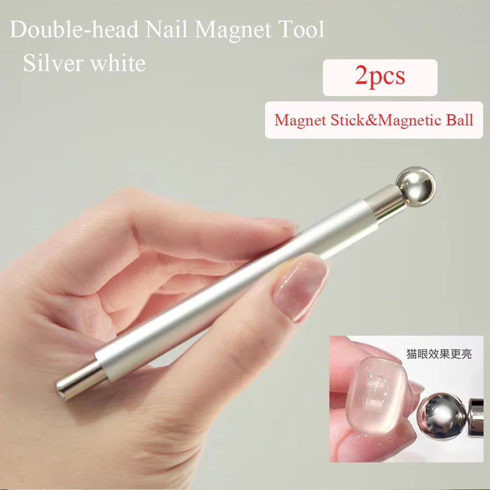 Glass Beads Special For Cat's Eye Pink Nail Magnetic Stick Newly Upgraded Nail Polish Glue Magnet Rod Double-Head Magnetic Tool
