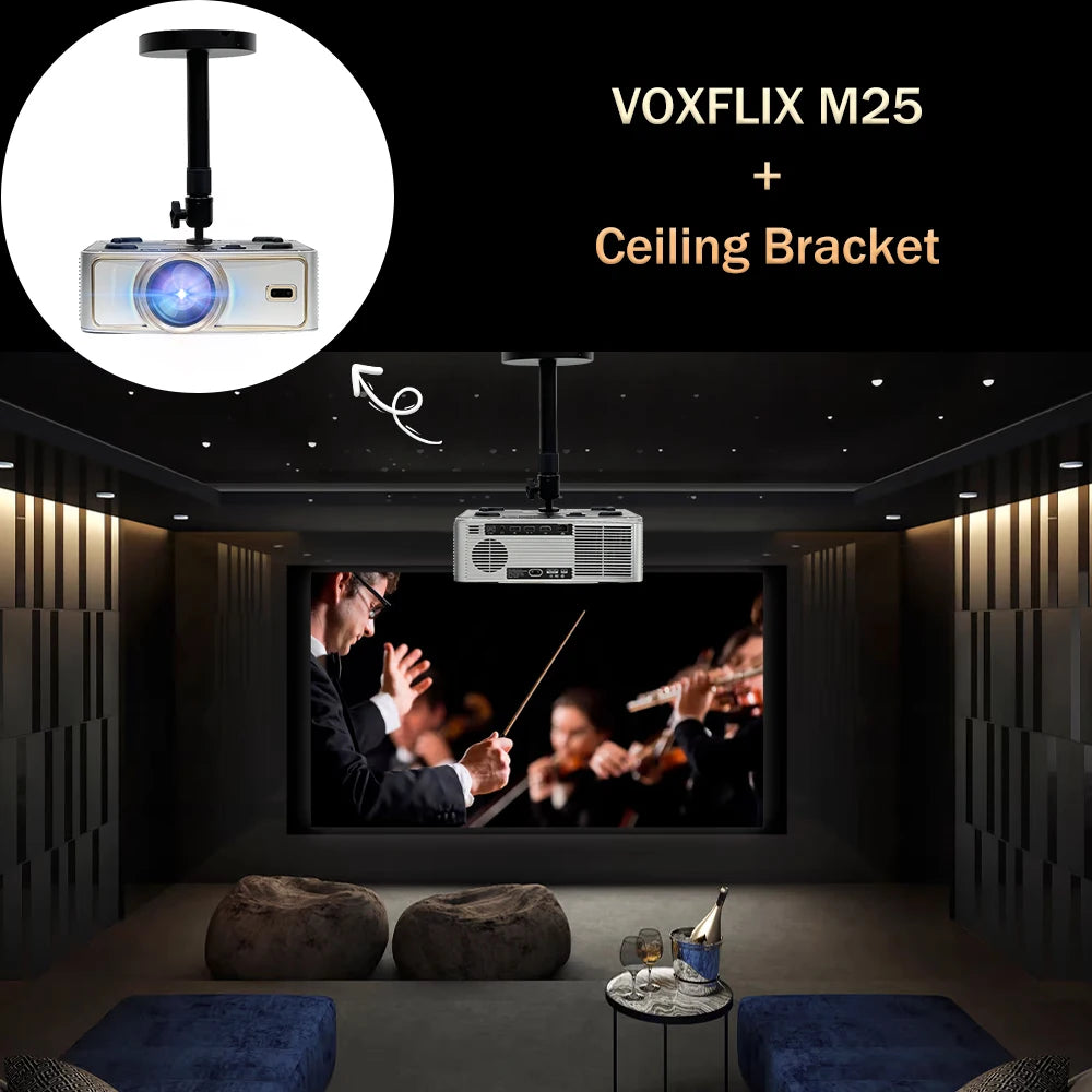 Voxflix M25 Home Cinema 1080P 4K 2800 ANSI Smart Home Projector Android TV 9.0 Game Mode Support voice search Movies Beamer