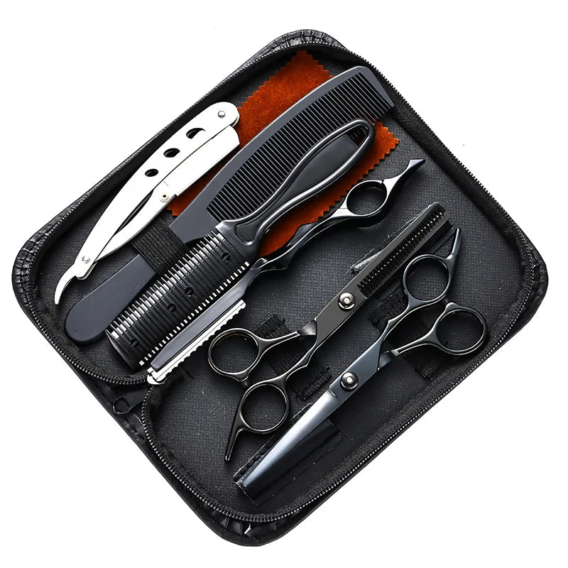 Stainless Steel Hair Scissors Set - Professional Thinning & Texturing Shears, Layered Hair Cutting Tools for Home Barber Kit