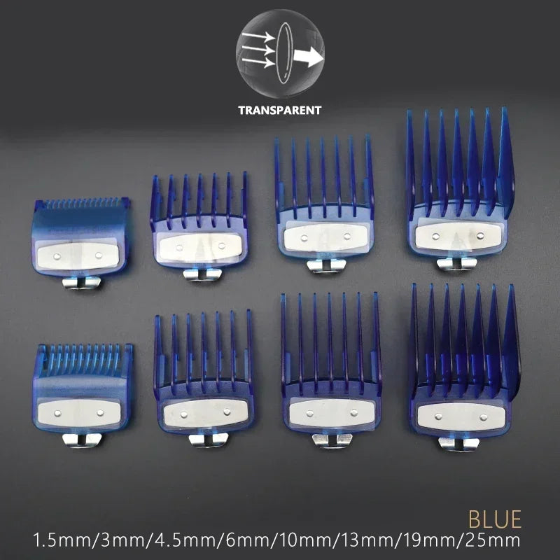 8Pcs Universal Transparent Hair Clipper Guards For Wahl Madeshow Metal Clip Clippers Barber Accessories Trimmer Limit Combs
