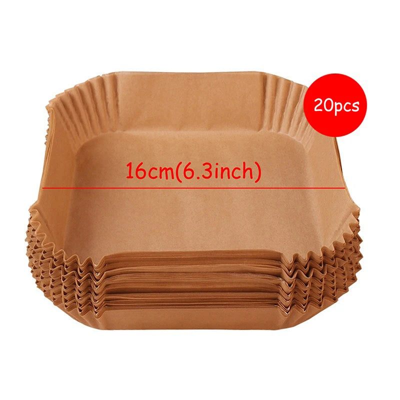 100/50/20PCS Air Fryer Paper Trays Airfryer Baking Paper Molds Square Round Oil-proof Air Fryer Disposable Cooking Paper Liner