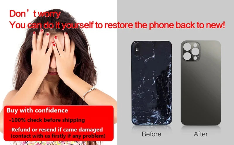 Back Cover Glass for Iphone 15Pro/15ProMax Replacement Door Housing with Iron Plate Magnetic Ring Repair Rear Glass