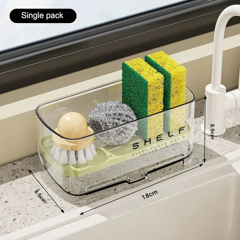 M-1Pc New Rag Rack Kitchen Sink Rack Household Wall-mounted Multi-function Sponge Pool Faucet Storage Artifact With Drain Design