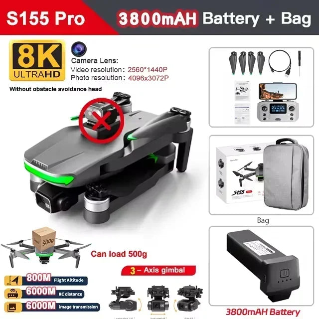 AE86 PRO MAX GPS Drone Professional 8K HD ESC Camera 5G FPV WiFi With 3-Axis Gimbal Flight 28 Minute Brushless RC Quadcopter 8KM