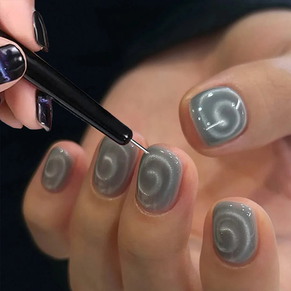 3D Heart Argyle Rhombus Pattern Cat Eye Nail Magnetic Tool Suck Glass Bead/Snake/Love/French Strong Cat Eye Nail Art Magnet Pen#