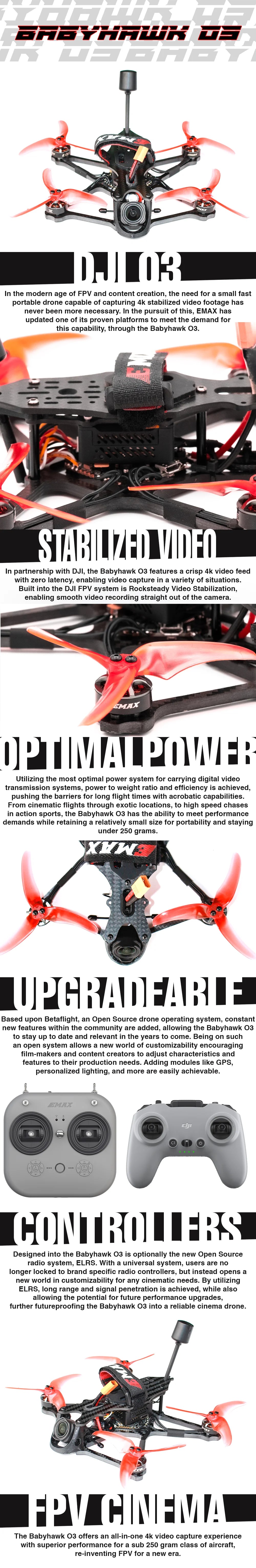 EMAX Official Babyhawk O3 Air Unit 3.5Inch 4S 3700KV FPV Drone BNF PNP 4K HD Drone Quadcopter With Camera RC FPV Drone New