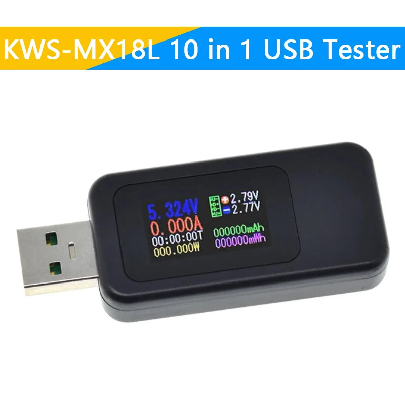 10 in 1 USB Tester DC Digital Voltmeter Amperimetro Current Voltage Meter Amp Volt Ammeter Detector Power Bank Charger Indicator