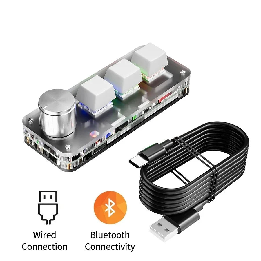 2.4G 3-key Customize Bluetooth Keyboard Macro Knob Copy Paste Shortcut Key E-sports Game Mini Mechanical Hot Plug Mini Keyboard