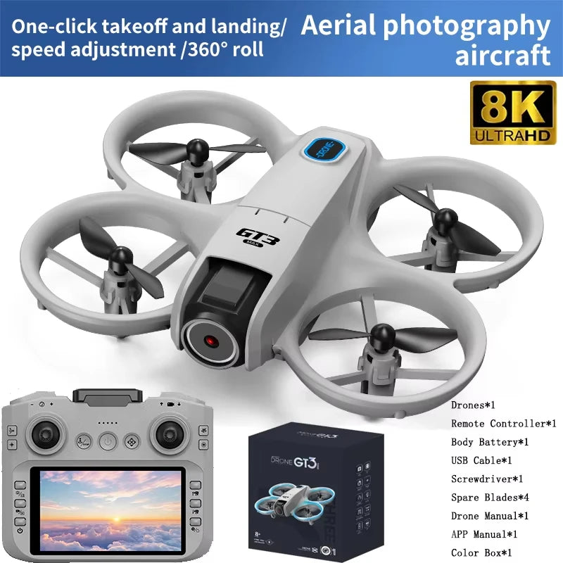 New GT3 MAX Drone 5G 8K GPS Professional HD Aerial Photography Dynamic Lighting Remote Control Aircraft Optical Flow Quadcopter
