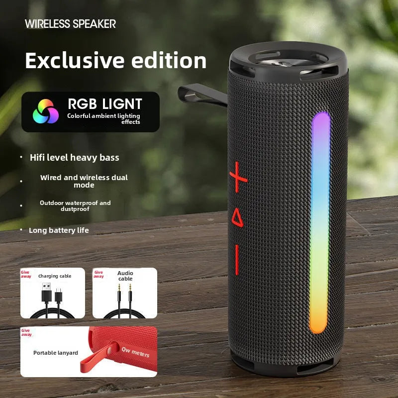 MW Audio Portable Bluetooth Speaker RGB Lights Waterproof Dual Drivers Bass Wireless Speaker Bluetooth 5 2