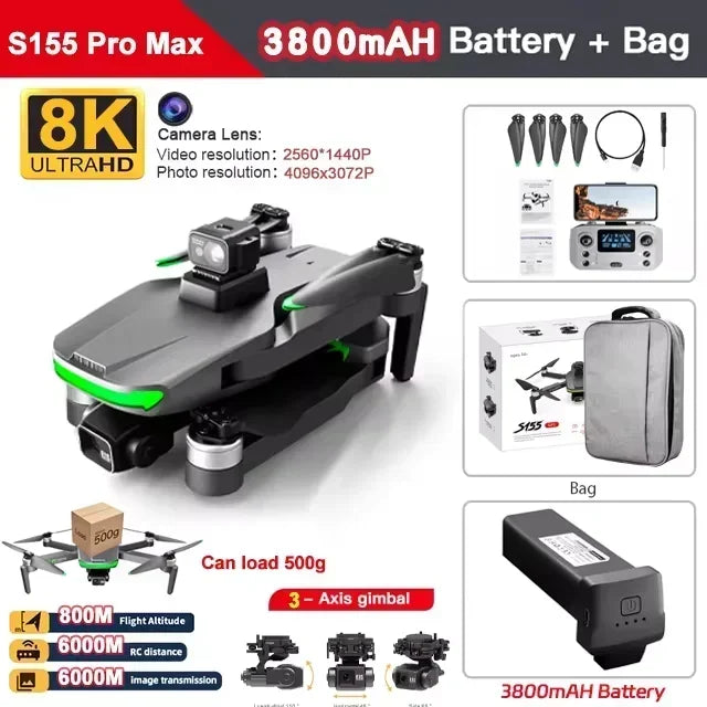 AE86 PRO MAX GPS Drone Professional 8K HD ESC Camera 5G FPV WiFi With 3-Axis Gimbal Flight 28 Minute Brushless RC Quadcopter 8KM