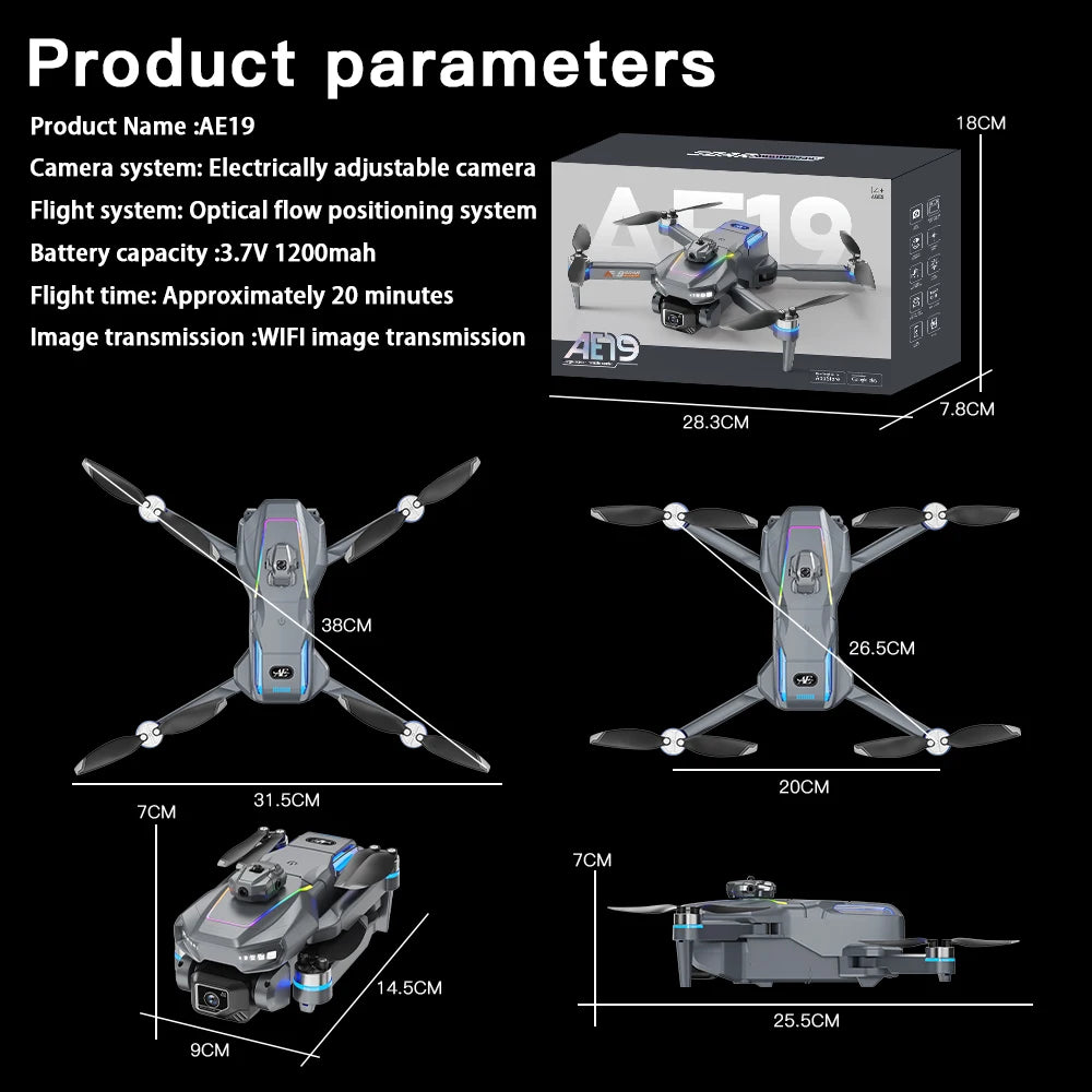 AE19 Remote Control 8K Drone RC Quadcopter Professional Helicopter FPV Dron with 4K Camera bstacle Avoidance Aerial Photography