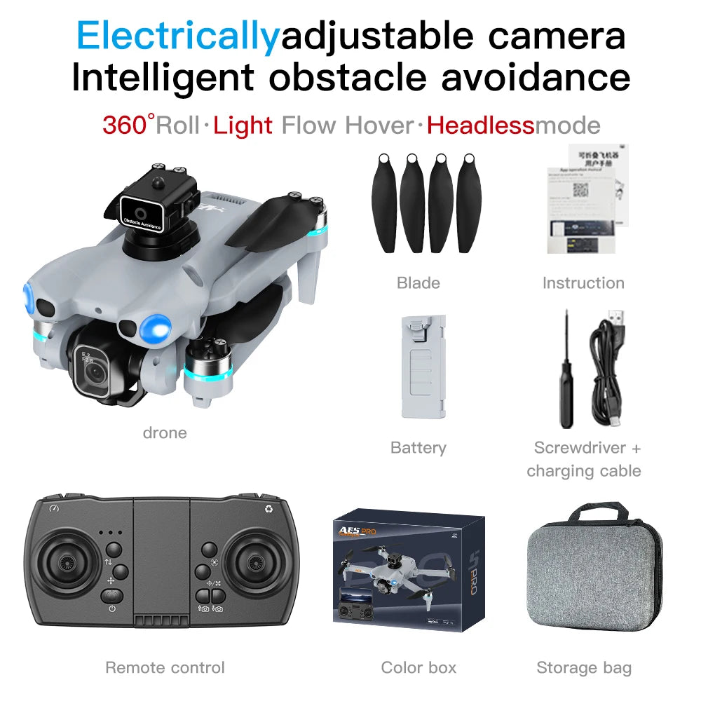 AE5Pro Aerial Drone Foldable Design Infrared Five-sided Obstacle Avoidance 4.3-inch Screen Control Optical Flow Positioning