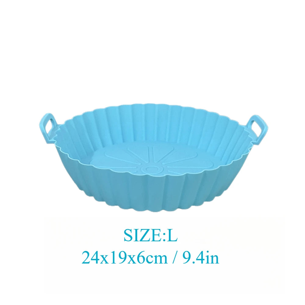 Airfryer Silicone Basket Reusable Baking Tray Silicone Mold for AirFryer Pizza Fried Chicken Basket Air Fryer Liners Accessories