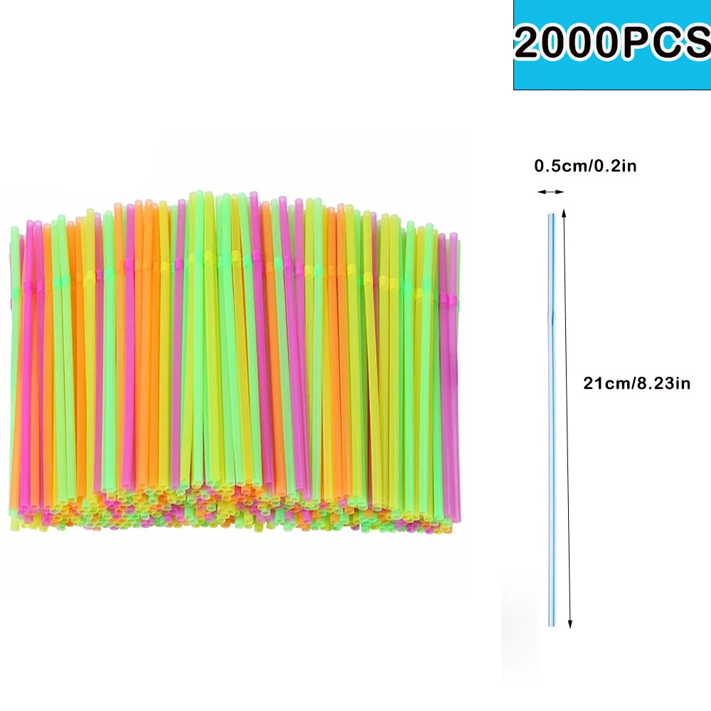 50-6000Pcs Colorful Drinking Kunststof Straw for Milk Tea Bar Party Rietjes Drinking Wedding Kitchen Beverage Straws Wholesale