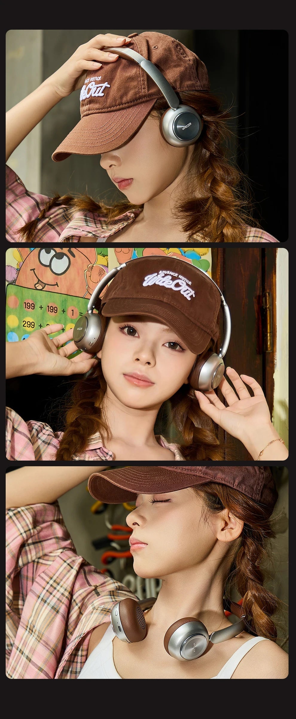 WHIZZER 1969S Wireless Headphones Bluetooth 6.0 ANC Over Ear Headset Deep Bass Stereo Mic For iPhone Android