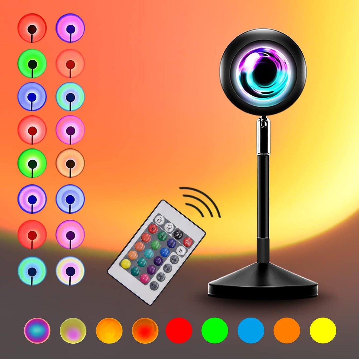 Sunset Lamp,16 Colors Sunset Projection Lamp with Remote,Sunset Lamp Projection,Romantic Sunset Projector,Rainbow Projection Night Light,Sunset Lamp Color Changing,Lamp for Girlfriend