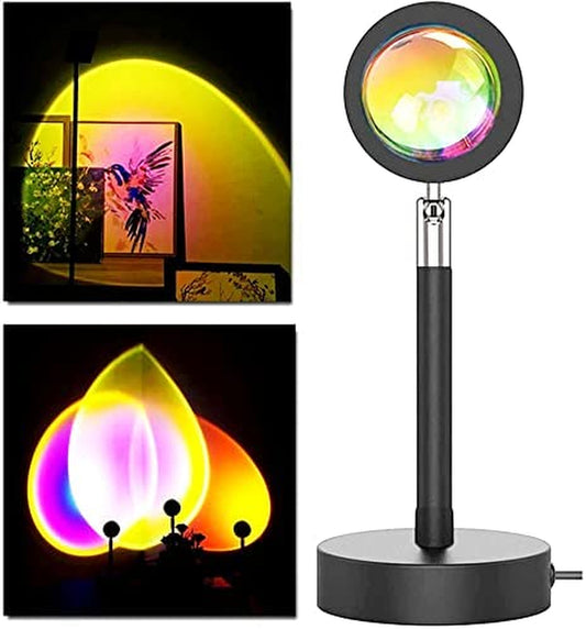 Sunset Lamp Projector, Sunset Projection Lamp Romantic Visual Led Light Sun Sunset Light Projector 180 Degree Rotation USB Charging Night Light Projector for Bedroom/Photography/Selfie