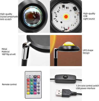 Sunset Lamp,16 Colors Sunset Projection Lamp with Remote,Sunset Lamp Projection,Romantic Sunset Projector,Rainbow Projection Night Light,Sunset Lamp Color Changing,Lamp for Girlfriend