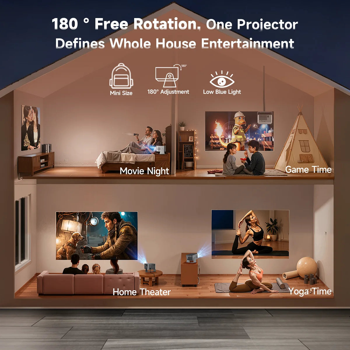 Magcubic HY350GT 900ansi Projector 1080p Native Projector 4K TV Stick Auto Focus Portable Beam Home Theater