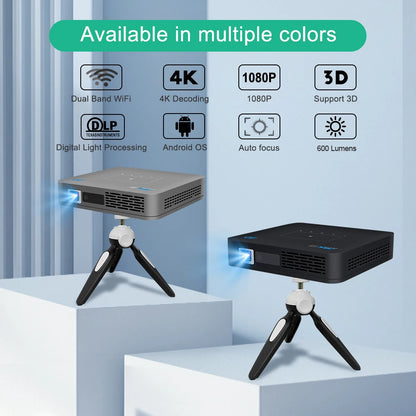 VIVICINE P15 Pro Native 1080P DLP Projector Android 9.0 4K Auto Focus 600ANSI 3D Portable Mini