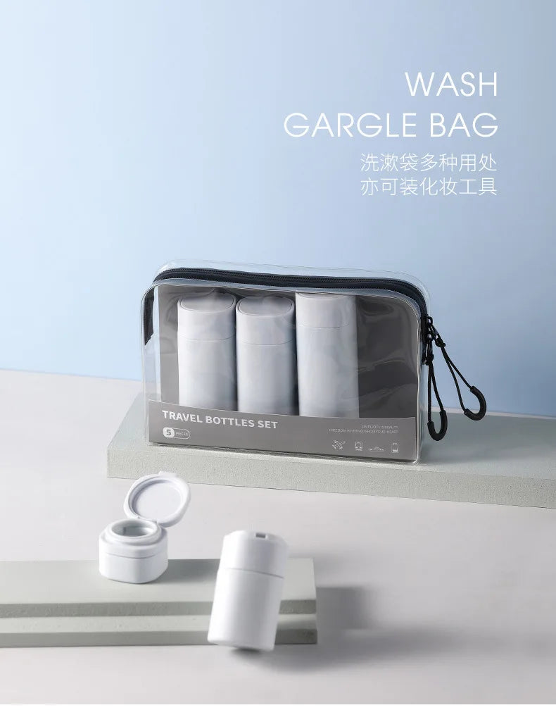 6pcs/Set Recyclable Travel Bottling Set Portable Color Lotion Cream Shampoo Empty Container TPU Wash Bag