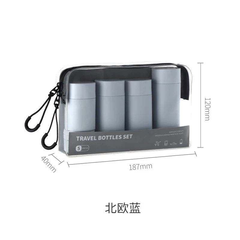 6pcs/Set Recyclable Travel Bottling Set Portable Color Lotion Cream Shampoo Empty Container TPU Wash Bag