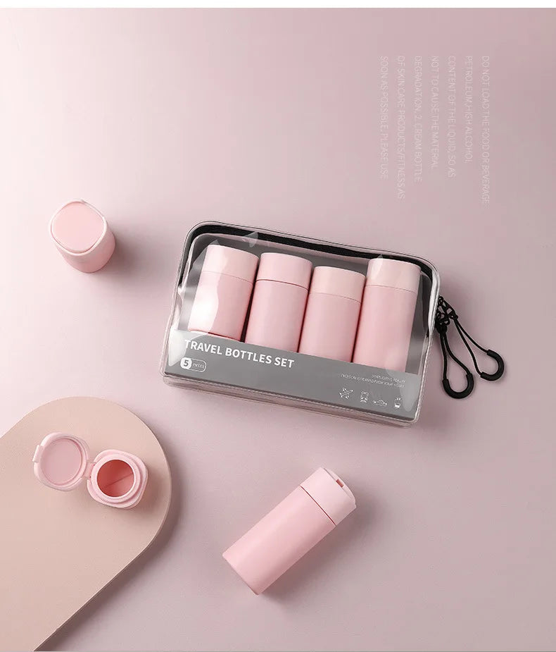 6pcs/Set Recyclable Travel Bottling Set Portable Color Lotion Cream Shampoo Empty Container TPU Wash Bag