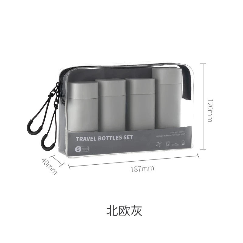 6pcs/Set Recyclable Travel Bottling Set Portable Color Lotion Cream Shampoo Empty Container TPU Wash Bag