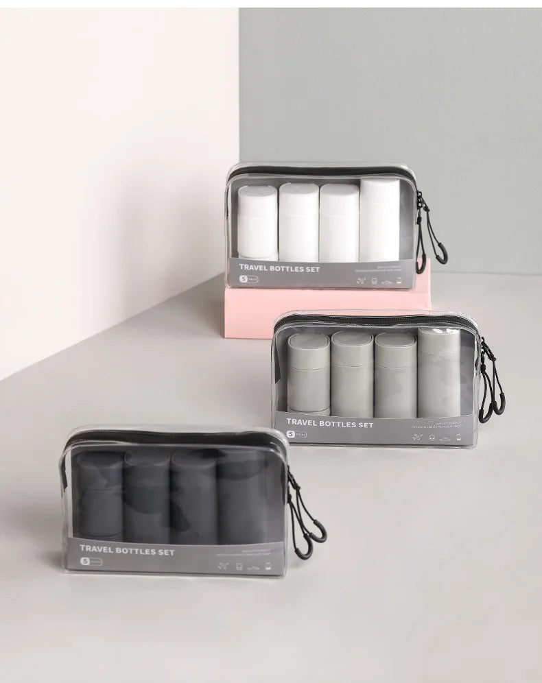 6pcs/Set Recyclable Travel Bottling Set Portable Color Lotion Cream Shampoo Empty Container TPU Wash Bag