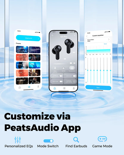 SoundPEATS Q3 pro Wireless Earbuds Active Noise Cancelling Bluetooth V6.0 Earphones with 4 Mic,13mm Driver,Multipoint Connection