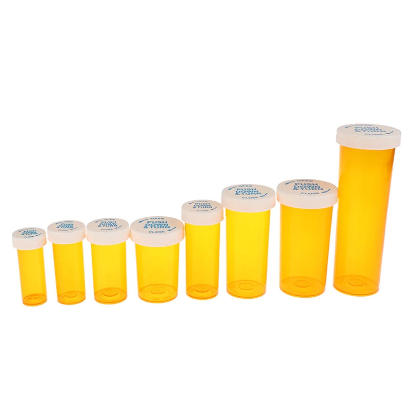 5Pcs Plastic Medicine Pill Bottles With Child Resistant Caps Medicine Containers Travel Pill Vials - 6/8/13/16/20/30/40/60 Dram