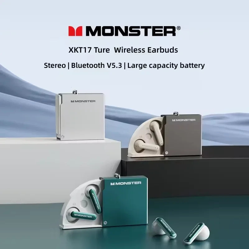 Monster Airmars XKT17 TWS Wireless Earbuds Gaming In-ear Headphones ENC Earphones Auriculares Low Latency Blue Tooth Headset