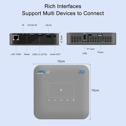 VIVICINE P15 Pro Native 1080P DLP Projector Android 9.0 4K Auto Focus 600ANSI 3D Portable Mini