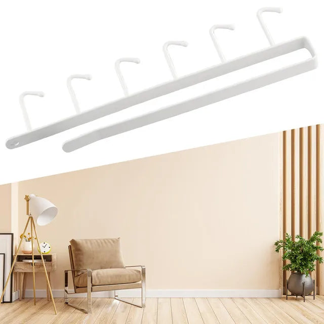 Multifunction 6 Hook Coffee Cup Mug Holder Black White Hooks Shelf Multifunction Kitchen Cabinet Sundries Organizer Storage