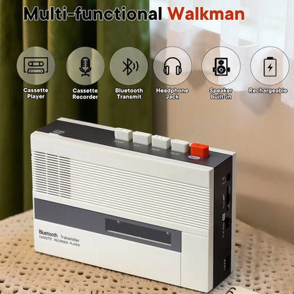 New Bluetooth cassette player Built-in speaker,Connect to Bluetooth speakers or headphone 2000mAh rechargeable Music Walkman