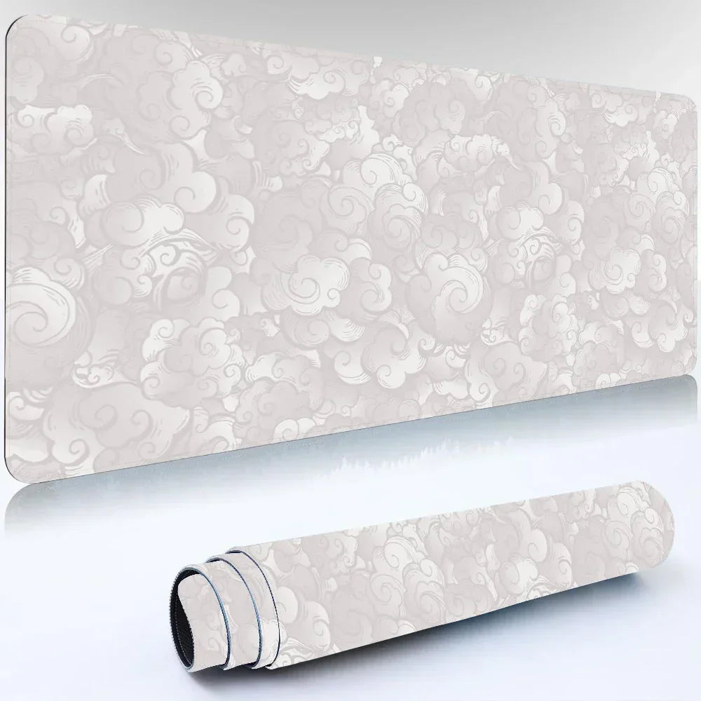 Japanese Clouds Mouse Pad Kawaii Black Desk Mat Office Carpet Large Gaming Mousepad Non-Slip Rubber Laptop Computer Accessories