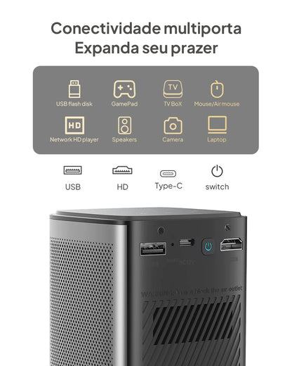 BYINTEK P70X Portable Mini Projector with Built-in Battery 4K Support 3D Wifi for Outdoor Movie Night Home Theater Projectors