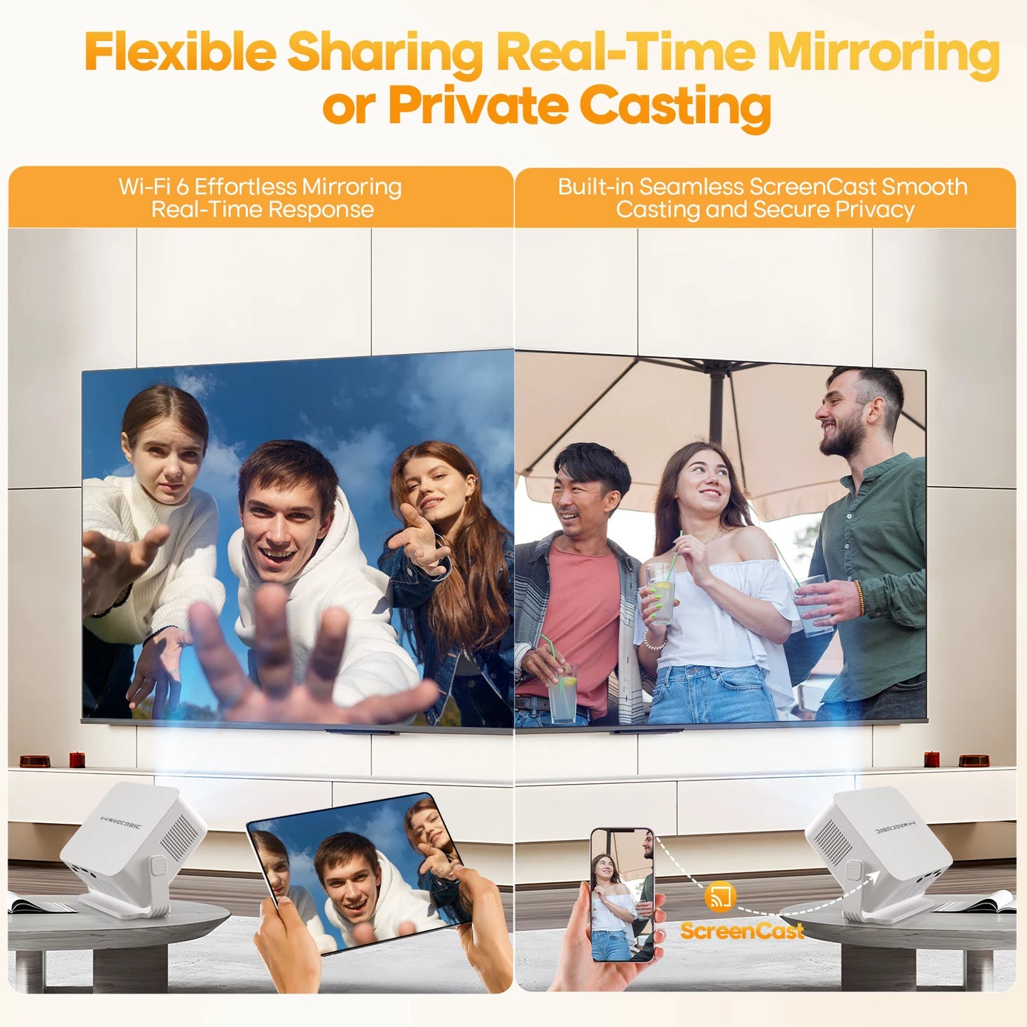 Magcubic Auto Focus Android 14 400ANSI 8K Native 4K Projector 720P HY300Max With Wifi6 BT5.4 Allwinner H726 Portable Outdoor