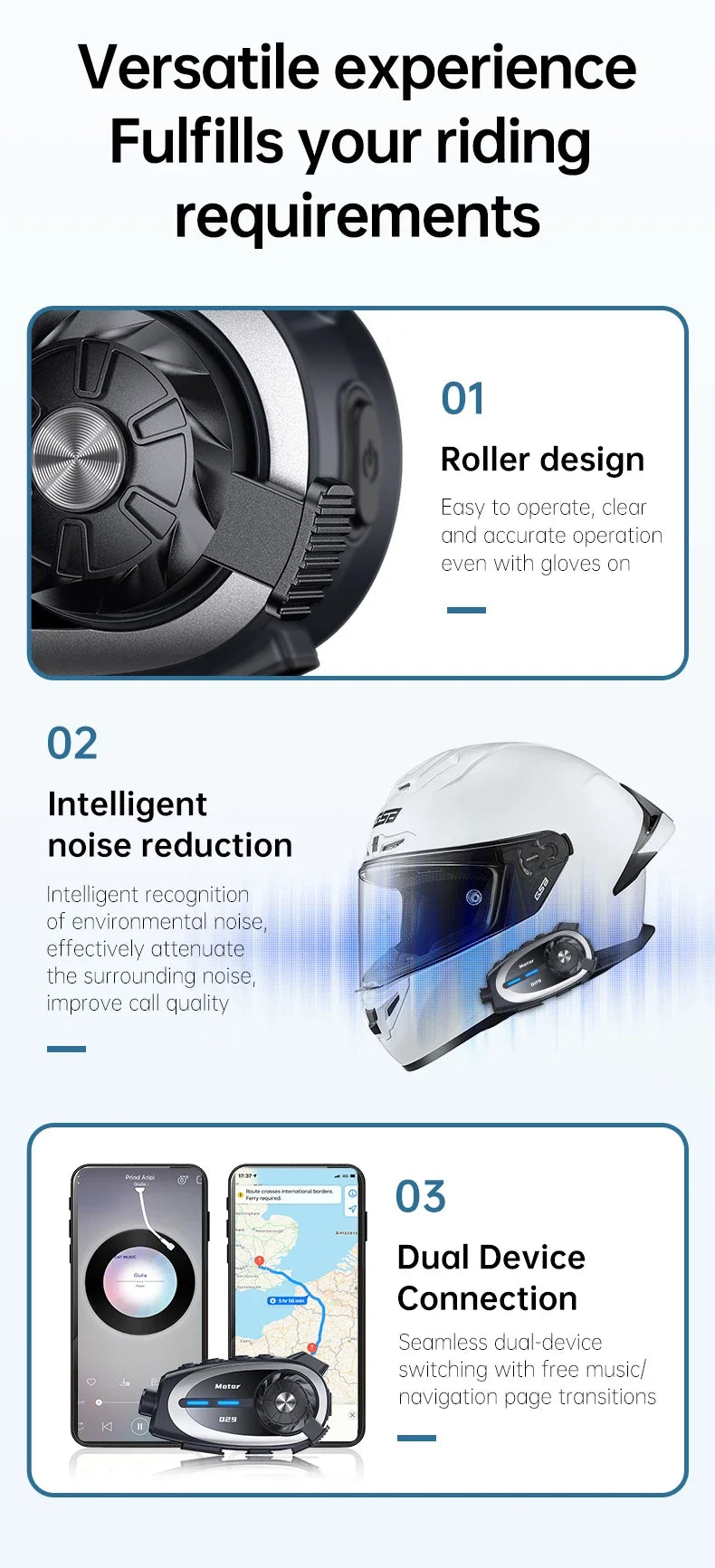 Q29 Motorcycle Helmet Headset Recorder 1080P HD Wireless Communicator Moto Dash Camera Wide-angle Waterproof WiFi Video Recorder