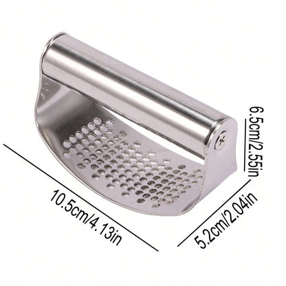 Stainless Steel Garlic Press - Manual Garlic Ginger Crusher Mincer with Ergonomic Handle, Kitchen Gadget Tool for Home Cooking