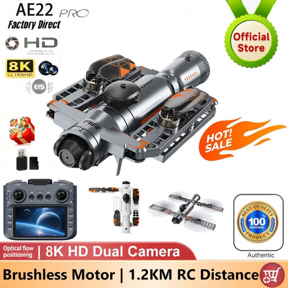 New AE22 spray Drone 8K Professional HD 180° Dual Cameras Brushless Motors Infrared obstacle avoidance Foldable Quadcopter Toys