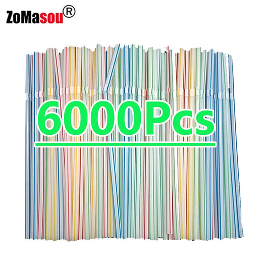50-6000Pcs Colorful Drinking Kunststof Straw for Milk Tea Bar Party Rietjes Drinking Wedding Kitchen Beverage Straws Wholesale