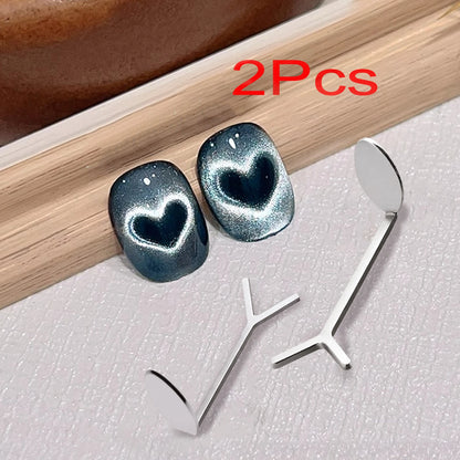 1/2/3/4pcs Y-Shaped Heart Cat Eye Gel Magnet Set Love Heart Magnet Magnetic Nail Stick For Gel Nail Polish DIY Manicure Tool 69S