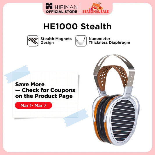 HIFIMAN HE1000 Stealth Magnet Planar Magnetic Full-Size Over-Ear Open-Back Hi-Fi Reference Grade Headphones for Audiophiles