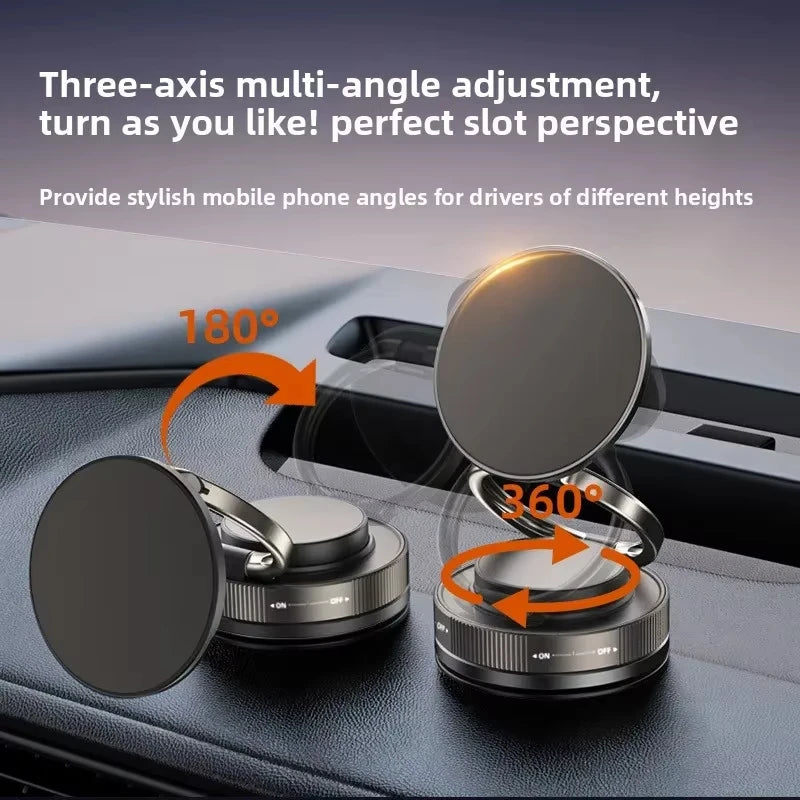 Vacuum Magnetic Phone Bracket 360 Adjustment Double Side Suction Cup Strong Magnet Suction Foldable Navigation Car Holder