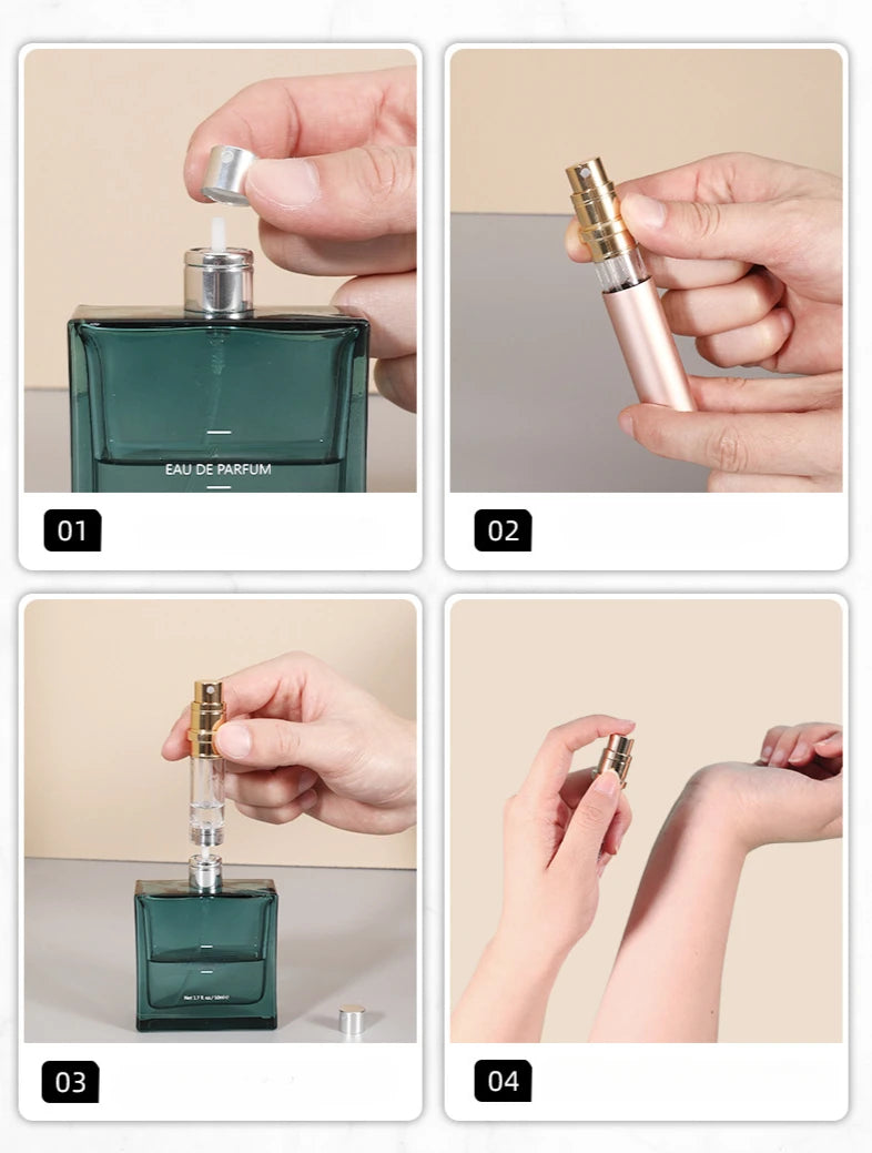 5ml Mini Portable Bottom-Filling Pump Perfume Refillable Spray Bottle Empty Cosmetic Containers Atomizer Bottle Travel Refill