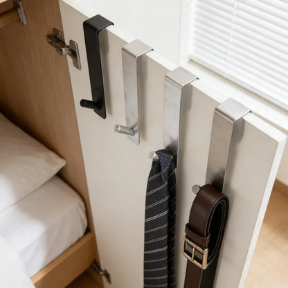 No Drill Stainless Steel Door Hook Rustproof Bath Hook Detachable Space Saving Closet Removable Hanger Towel Coat Bath Kitchen