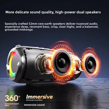 Portable Waterproof Bluetooth Speaker with Bass Stereo Sound LED Light Wireless Outdoor Speaker