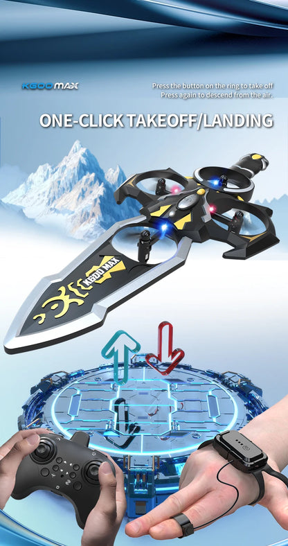 Hot New The Excalibur Remote Control Drone With Colorful Lights Gesture Sensor Fixed Wing Aircraft Follows Children Toy For Fun